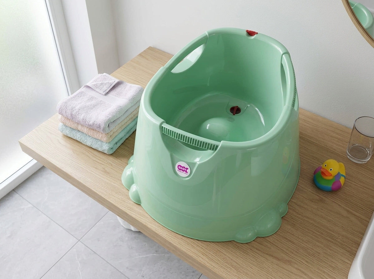 Opla badje pastel mintgroen in een heldere badkamer - realistische afmetingen